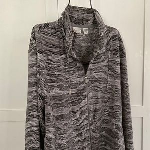 CHICO’S SHADES OF  GREY WINDBREAKER ZIP FRONT JACKET  3XL/14/16 NICE